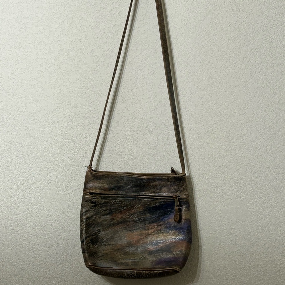 Jane Yoo Vintage Elegant Multicolor Leather Shoulder Bag